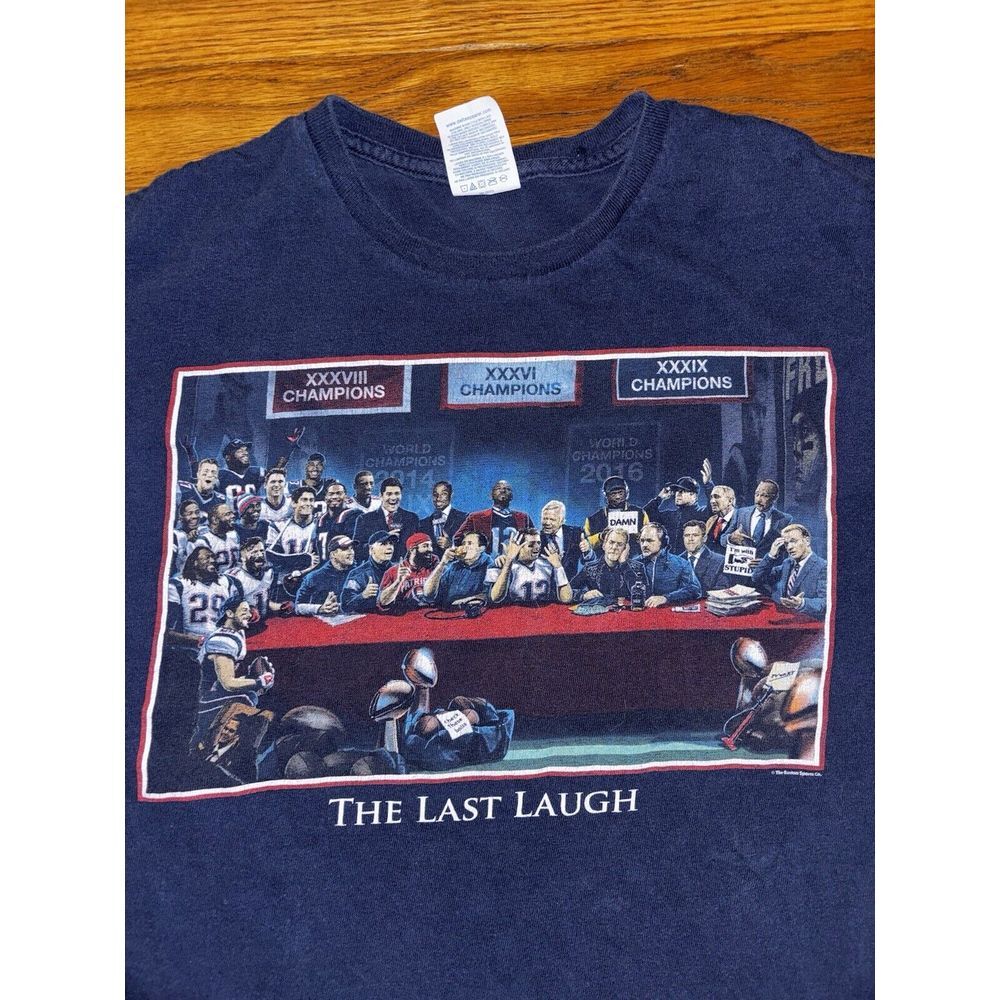 New England Patriots Super Bowl The‎ Last Laugh T-Shirt Mens Medium Blue Funny